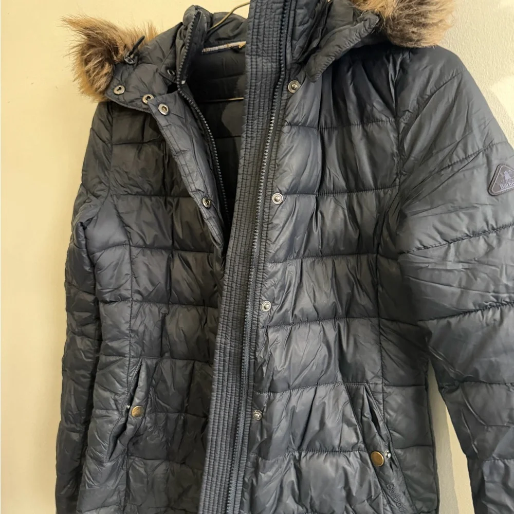Barbour Puffer Jacket with Faux Fur Trim size U.S. 4